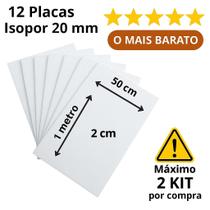 12 Placas de Isopor Para Forro 100x50x2cm 20mm Limite 2 Kits por Pedido