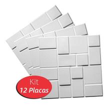 12 Placas Decorativas 3d Kit Revestimento Parede Geométrico