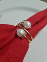 12 Porta Guardanapos Anel para Mesa Posta Dourado Duplo com Rondele 12 Porta Guardanapos Anel para Mesa Posta Dourado Duplo com Rondele