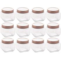 12 Porta Mantimentos Vidro Tampa Metal Rose Gold 800ml Lyor Gastro Potes para Balas Bombons