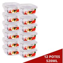 12 Pote de Vidro Hermetico Quadradao 520ML Marmita Forno Airfryer