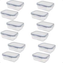 12 Pote Hermético Borossilicato Retangular 1040Ml Microondas