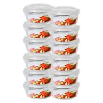12 Pote Hermetico Tampa 4 Travas Vidro Marmita Redondo 620ML