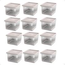 12 Pote Para Alimentos Transparente Prisma 850Ml Com Tampa