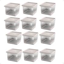 12 Pote Para Alimentos Transparente Prisma 850ml Com Tampa
