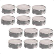 12 Pote Para Alimentos Transparente Redondo 370 Ml Com Tampa