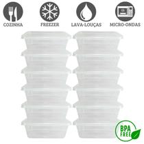 12 Pote Retangular 500ml Marmita Fitness Reutilizável Alimentação Refeições