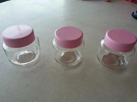 12 Potes de Vidro para Papinha 120ml C/ Tampa Rosa Plástica