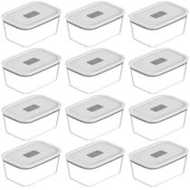 12 Potes Herméticos De Vidro 1,2l Branco Fresh Lock Ou Para Geladeira Freezer Forno 12 Potes Herméticos De Vidro 1,2l Branco Fresh Lock Ou Para Geladeira Freezer Forno