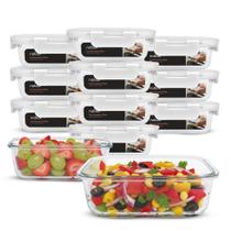 12 Potes Herméticos De Vidro Travas Resistentes Luxo 370ml