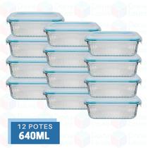12 Potes Marmita Vidro Resistente 640ml Forno Microondas