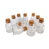 12 Potes Vidro Com Tampa Cortica 50ml