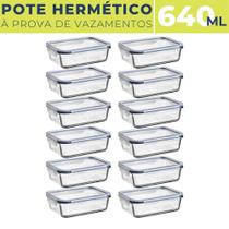 12 Potes Vidro Hermético 640ml Tampa Plástica Vedação BPA 12 Potes Vidro Hermético 640ml Tampa Plástica Vedação BPA