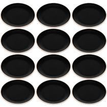 12 Pratinhos para Lanches Melamina Preto Fosco Wolff Pratos 15cm Servir Sobremesa Pão Frutas