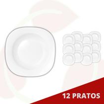 12 Prato Plaza Fundo Branco 21CM Massas Caldos Sopa Duralex