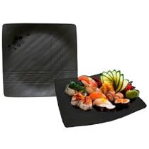 12 Prato Quadrado Kanpa Melamina Restaurante Japones 22,5cm