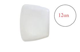 12 Prato Quadrado Plástico De Melamina Branco 21cm
