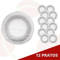 12 Prato Raso Diamante Redondo 23CM Refeição Transparente Duralex 12 Prato Raso Diamante Redondo 23CM Refeição Transparente Duralex