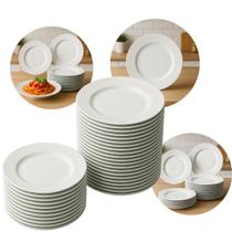 12 Prato Redondo Fundo Melamina 25cm Branco Comida Lavável