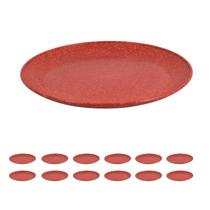 12 Prato Refeição Sustentável Redondo Durável 24cm Vermelho