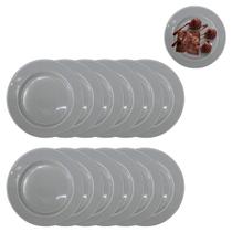 12 Pratos 20cm em Melamina Cinza Resistente Atacado 12 Pratos 20cm em Melamina Cinza Resistente Atacado