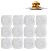 12 Pratos de Melamina Quadrado Raso Espiral Areia 19cm