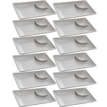 12 Pratos de Melanina com molheira Sushi Lyor 19cm Restaurante Tóquio Granilite 12 Pratos de Melanina com molheira Sushi Lyor 19cm Restaurante Tóquio Granilite