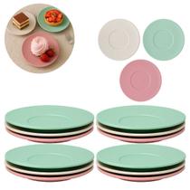 12 Pratos Ecológico para Sobremesa em Palha de Trigo 15cm