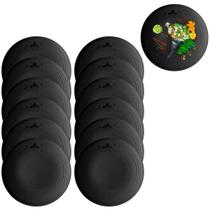 12 Pratos em Melamina Japonesa Oriental Preto Kanpai 25cm