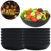 12 Pratos Fundo Saladeira Redonda 1100ml Preto