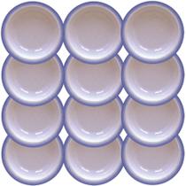 12 Pratos Fundo Tramontina Rústico c/ Borda Azul em Porcelana Decorada 22 cm 96880002