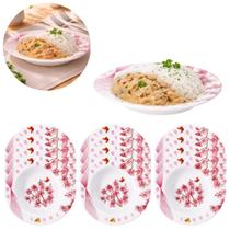 12 Pratos Melamina 20,5 cm Mesa Posta Branco Floral 12 Pratos Melamina 20,5 cm Mesa Posta Branco Floral