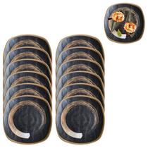 12 Pratos Oriental Preto 20cm Restaurante Japones Melamina