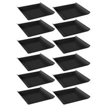 12 Pratos Quadrados 16cm Pretos Pequenos Plástico Cozy Coza