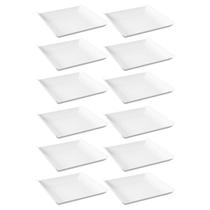 12 Pratos Quadrados Brancos Grandes Plástico 21cm Lanchonete Padaria Cozy Coza 12 Pratos Quadrados Brancos Grandes Plástico 21cm Lanchonete Padaria Cozy Coza