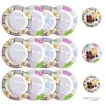 12 Pratos Raso Para Sobremesa Buffet Restaurantes 25cm