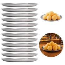 12 Pratos Rasos em Aço Inox 20cm Resistente Premium