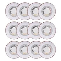 12 Pratos Rasos Hambúrguer Chicago Lanche 25cm Porcelana Decorada Mesa Posta Tramontina