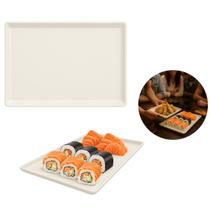 12 Pratos Retangular de Melamina Premium 35cm Sushi Frutas