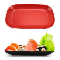 12 Pratos Retangular Travessa Oriental Melamina Sushi 24cm