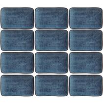 12 Pratos Retangulares 27x16cm Porto Brasil Cerâmica Titanium Juta Travessas Orientais