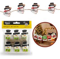 12 Pregadores Mural Natalino Boneco De Neve C/ Cordão Natal Branco