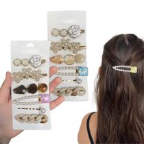 12 Presilha Clip Cabelo Pedras Strass Prendedor Grampo Penteado Festa