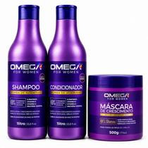 12 Produtos - Kit Capilar Omega Hair Shampoo 1L Condicionador 1L Máscara 500g Sortido 12 Produtos - Kit Capilar Omega Hair Shampoo 1L Condicionador 1L Máscara 500g Sortido