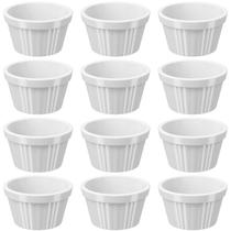 12 Ramekins Brancos Canelados 90ml Potes Bowls Pequenos Uno Coza em Polipropileno