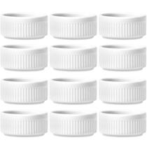 12 Ramekins Molheiras Porcelana 180ml Canelado Germer Branco 12 Ramekins Molheiras Porcelana 180ml Canelado Germer Branco