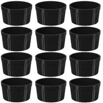 12 Ramekins Pretos Canelados 200ml Polipropileno Molheira Bowls Uno Coza
