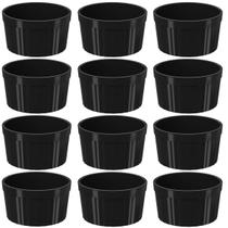 12 Ramekins Pretos Canelados 200ml Polipropileno Molheira Bowls Uno Coza