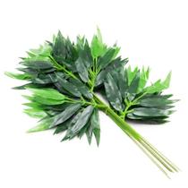 12 Ramos Decoração Arranjo Bambu Artificial Planta Decorativa Plástico 4 Galhos Cada 42cm