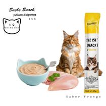 12 Saches 15g Petisco Snacks Patê Rico em Proteinas p/ Gatos - Adultos e Filhotes